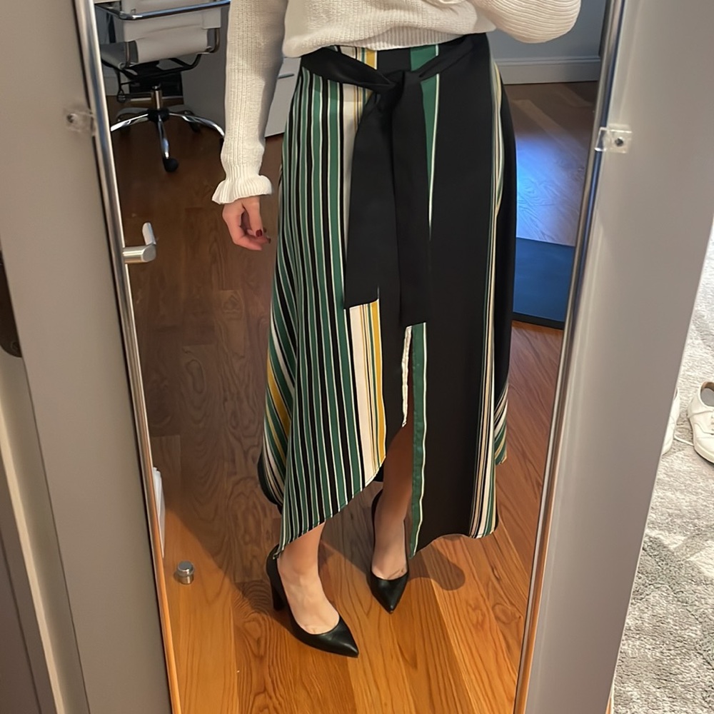 Striped silky skirt by Stradivarius